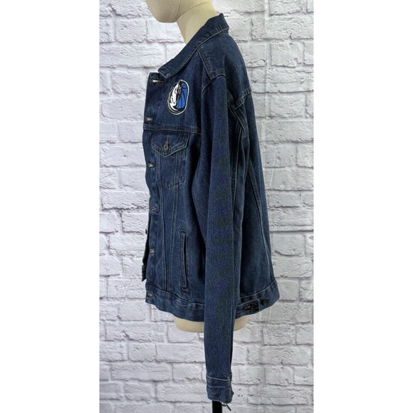 Dallas Mavericks Mavs Jean Jacket MEDIUM Embroidered Denim Trucker Dark Wash NBA - Picture 6 of 8